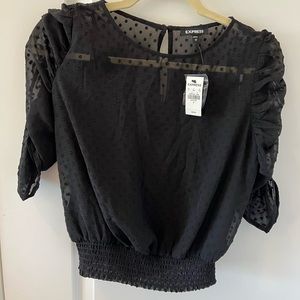 NWT! Express black puff sleeve blouse. Size S